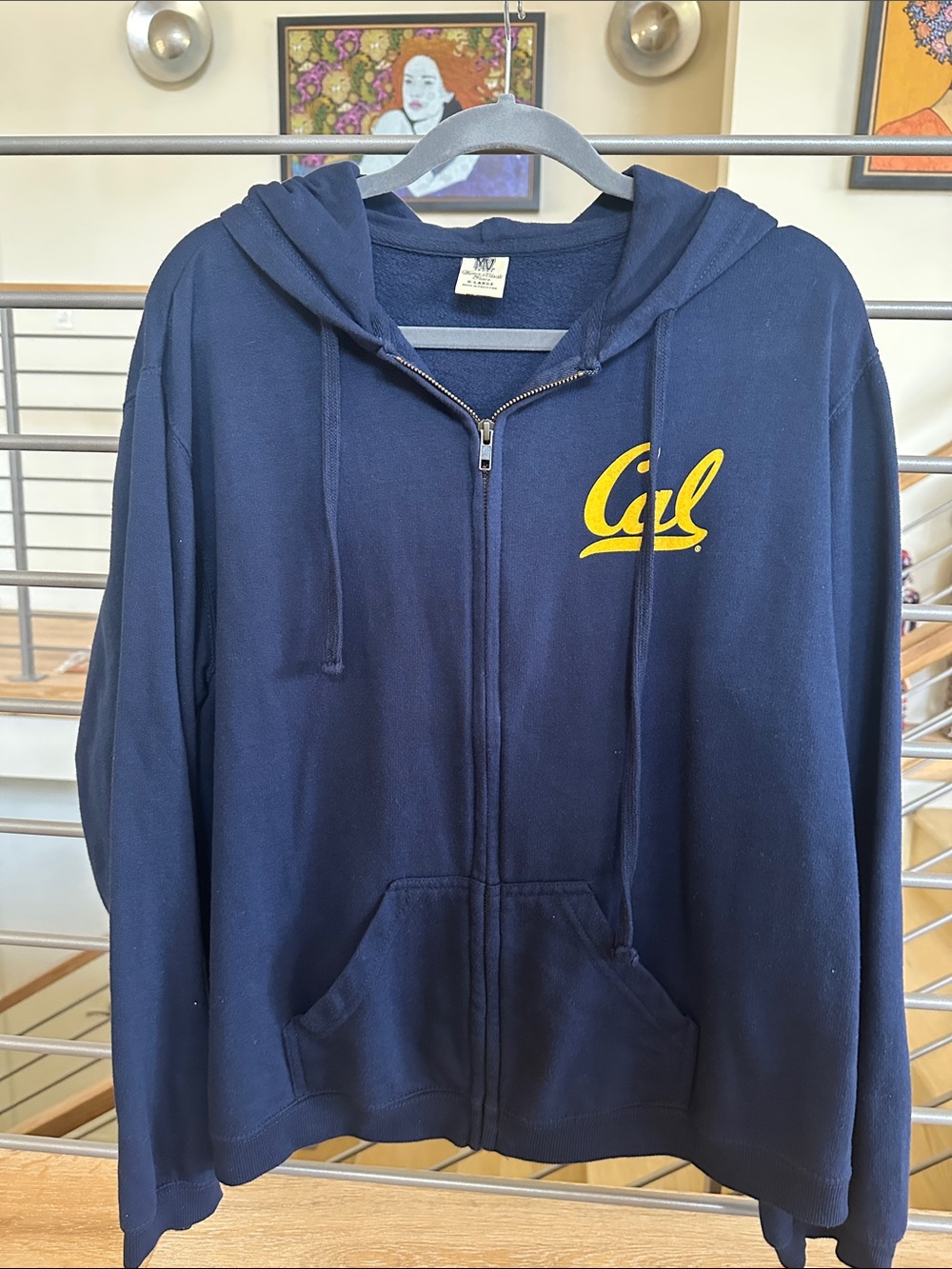 MV Sport Navy Blue Zip-Up Hoodie with Yellow 'Cal' Script “GoBears”!